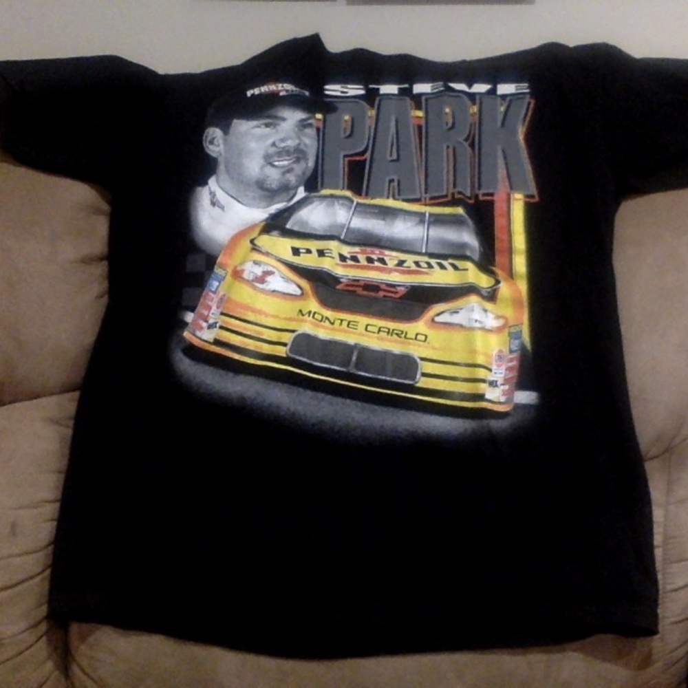Nascar Driver Steve Park Black Pennzoil T-Shirt Adult Medium